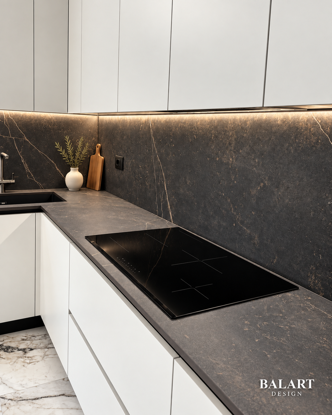 Cucina su misura BALART Design con pensili illuminati